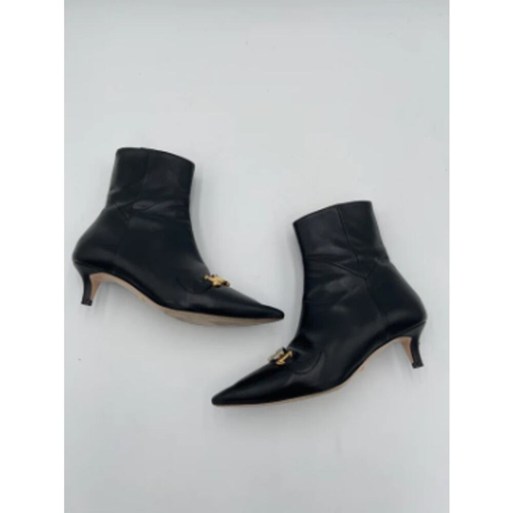 Gucci Black Leather Zumi Kitten Heel Ankle Boots size 37 - Picture 8 of 12